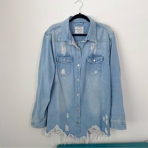 Distressed Denim Shacket
